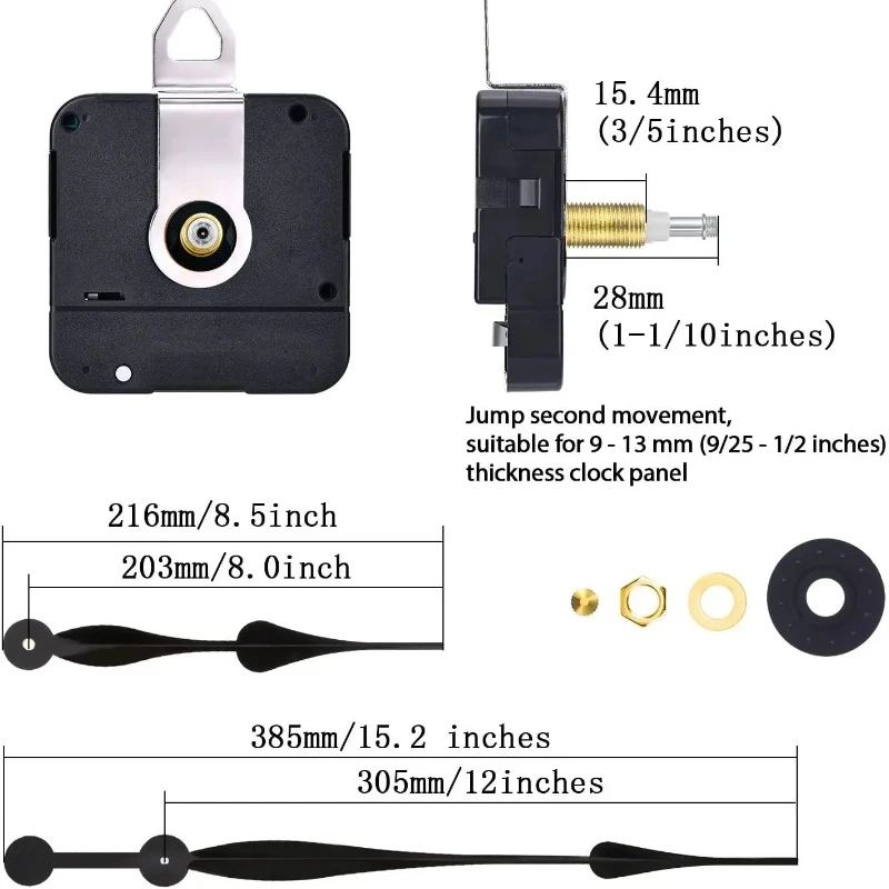 Quartz Silent Wall Clock Movement Large Torque DIY Clock Mechanism Metal Needle Movement Parts Bedroom House Decoration wall clock clock repair parts