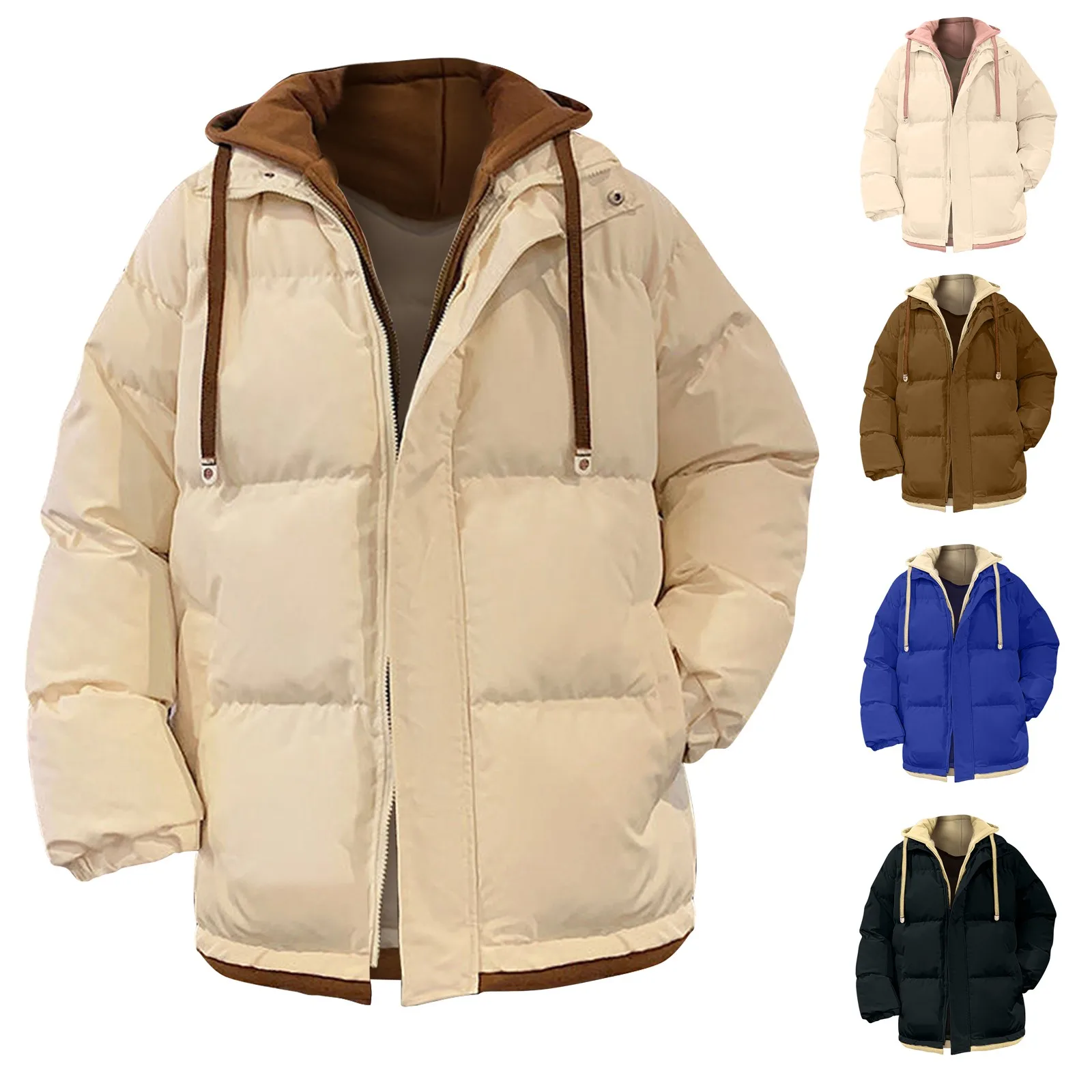 

Men'S Winter Jackets Winter Men'S Fake Two Piece Zipper Hooded Coat Thickened Warm Coat куртка мужская зимняя Chaquetas Hombre