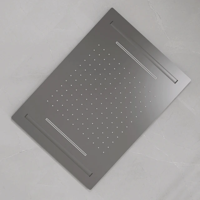 AITANA ปืนสีเทาหรูหราทองเหลือง Thermostatic ระบบฝักบัว Minimalist ปกปิดเพดาน Hot & Cold Water 3-Function ห้องน้ํา Mixer 4