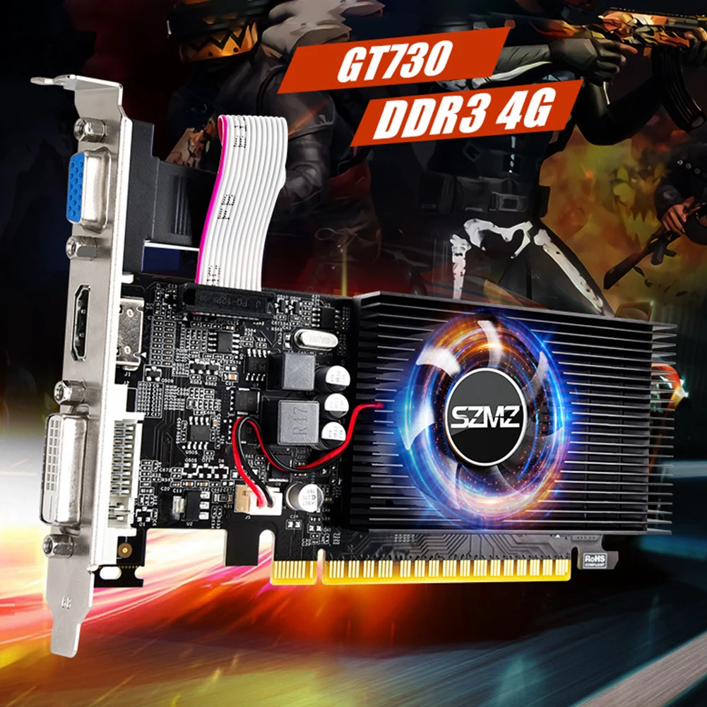 Desktop Gaming Placa de Vídeo 4gb Ddr3 128bit Pci-e2.0 16x Low Profile Placa Gráfica com Ventilador de Refrigeração para Desktops pc e Servidores Gt730 - Imagem 3