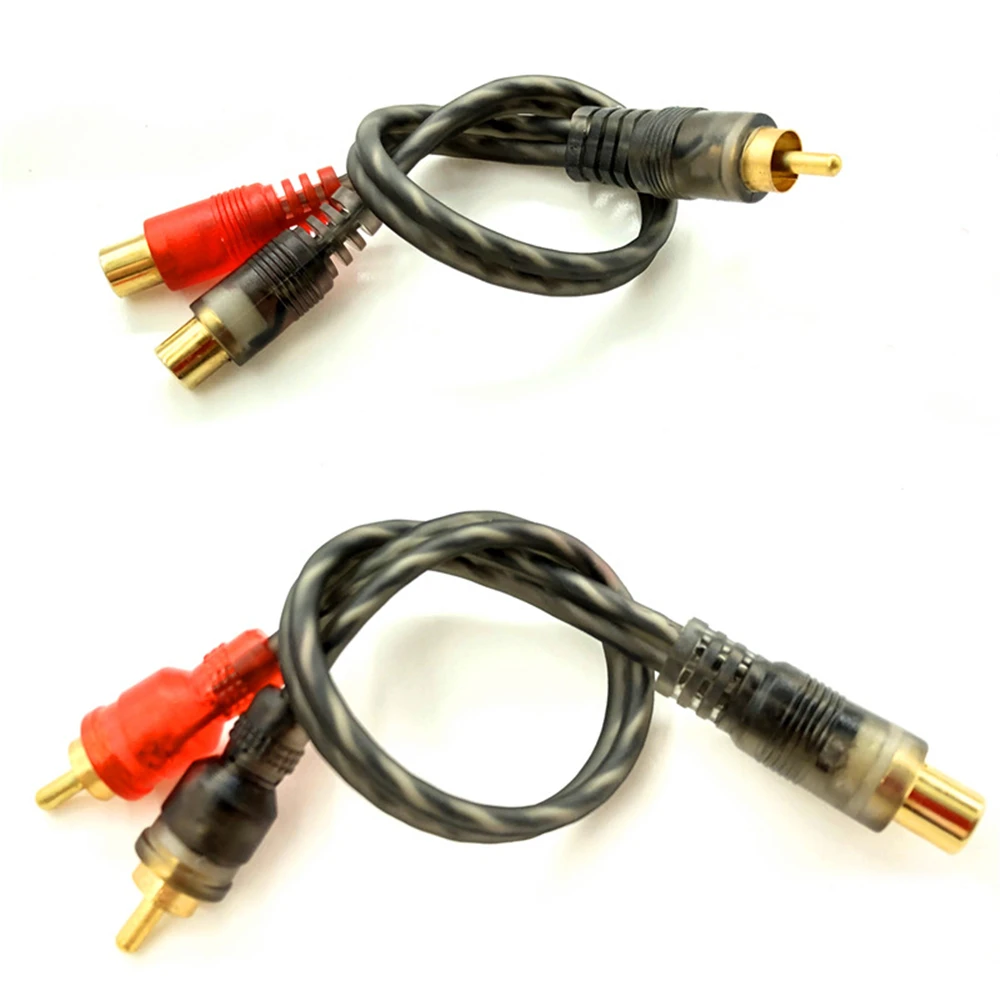 PureCopperAudioLineCarAudioWireSignalLinesOneMaleTwoFemale