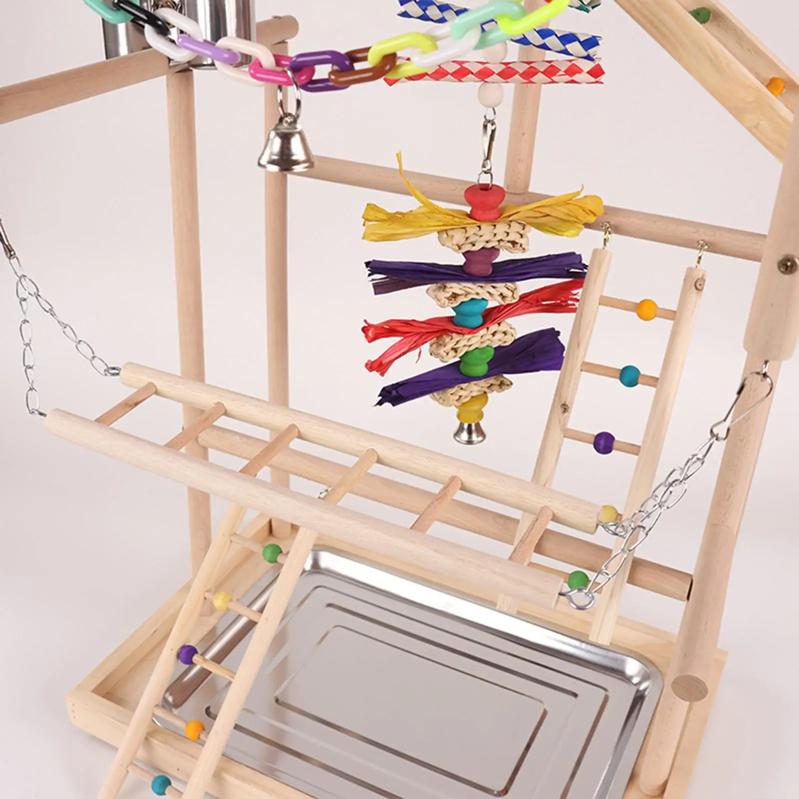 Parrot Bird Playground Wood Perch Stand Large Luxury Parrot Toy Relieving Boredom Self for Finch Small Parakeets Budgie