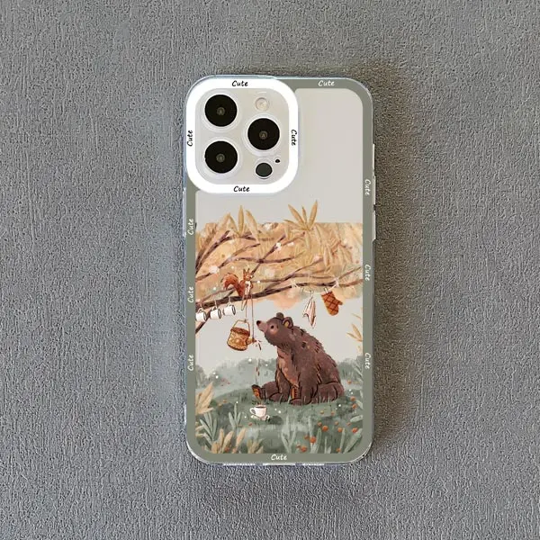 Cartoon Tier Bär Fuchs Eichhörnchen klar Telefon Fall für iPhone 11 Fälle iPhone 15 14 13 12 Pro max xs xr x 15 14 7 8 plus se Abdeckung – Detail 3