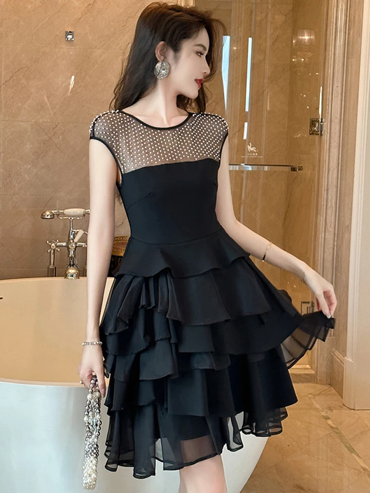 

New Fashion Summer Short Evening Dress Women Ladies Clothes Luxury Chic Sexy Sleeveles Slim Mini Party Gown Mujer Vestido Fiesta