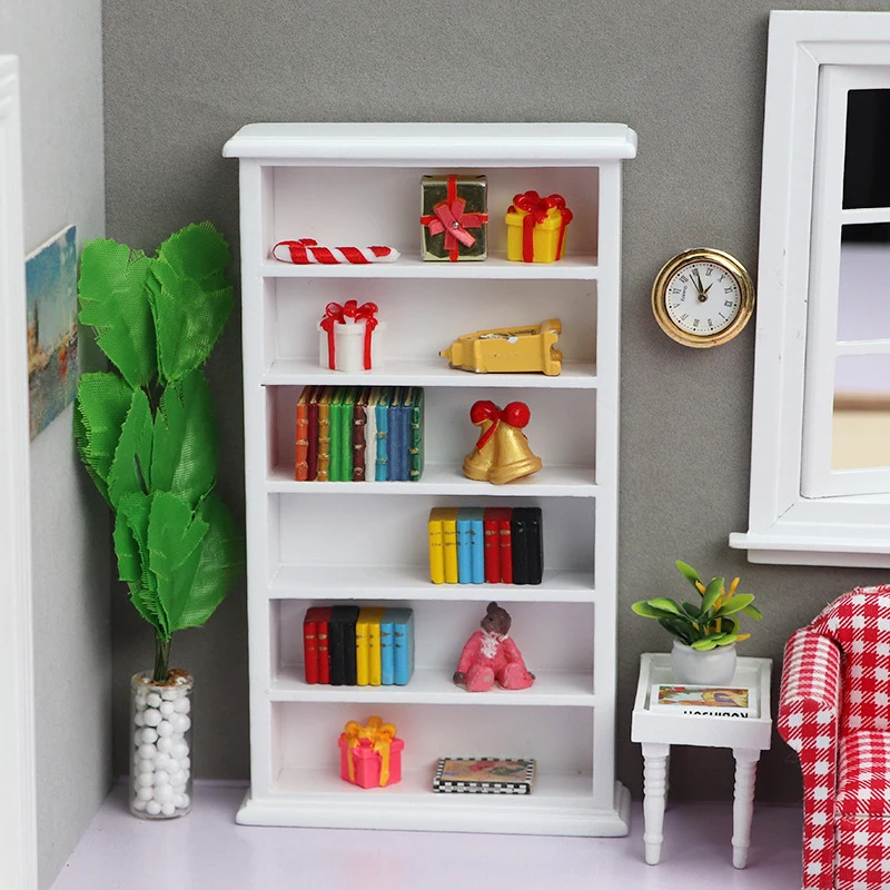 Dollhouse Furniture Cucina Credenza In Miniatura Per Casa Delle Bambole - Scala 1:12, Legno Di Betulla, Con Libreria E Antine Mobili Per Case Bambole