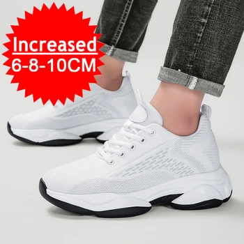 Uomo Mesh traspirante 10CM di altezza Sneakers con aumento scarpe moda uomo ascensore 8CM Outdoor Leisure White Casual Lift calzature uomo 1