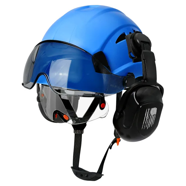 CE Construction Safety Helmet With Visor Built In Goggle Earmuffs For Engineer Hard Hat ANSI
