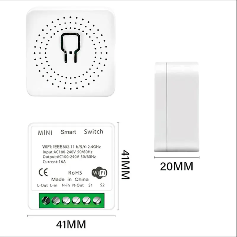 16A Mini Wifi DIY Light Switches Module 2-way Control Work Tuya Smart Life Alexa Alice Google Home