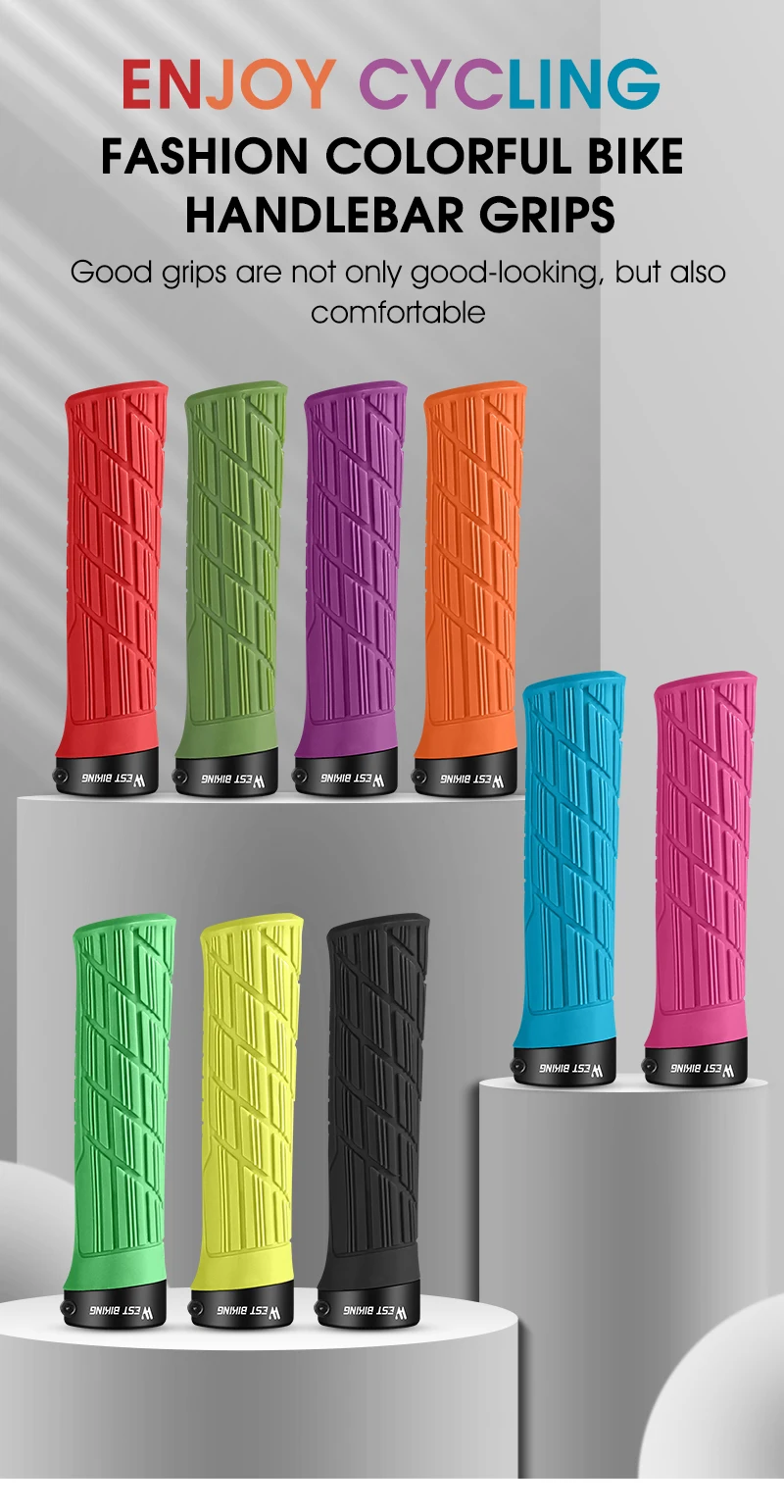Description Picture 2 of itemWEST BIKING Colorful Bicycle Handle Bar Grips MTB Mountain Bike Soft Handlebar Cover Plug Rubber Non-slip Cycling Accessories