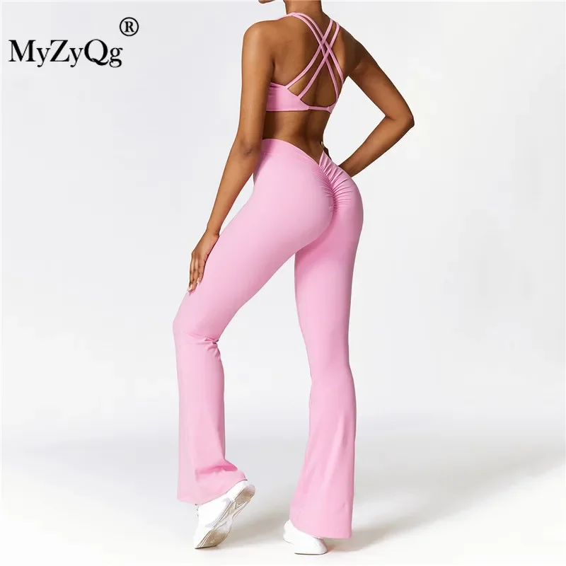 

MyZyQg Women Two-piece Pant Sets Tight Brushed Yoga Bra Legging Set Peach Butt Lift Micro Instant Dry Beauty Back Fitness Suit