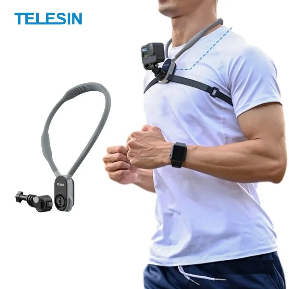 TELESIN Silicon Quick-Release Neck Mount for Gopro Hero 13 12 11 10 9 8 DJI OSMO Action 5 4 3 Insta360 Ace Pro X4 Accessorie action camera accessory,action camera holder,action camera mount