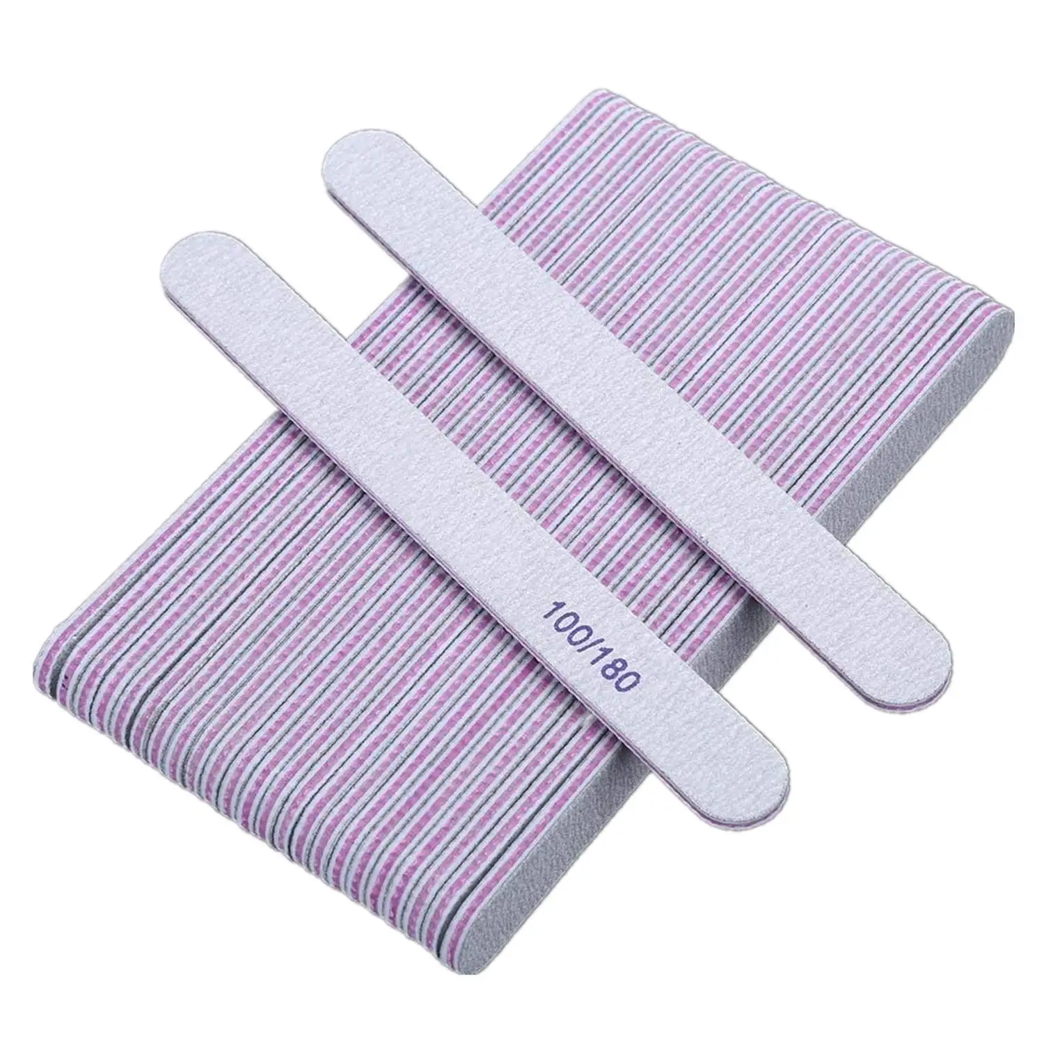 

50pcs Sandpaper Nail File Lime 100/180 Double Side Sanding Buffer Block Set Grey zebra Nail File For UV Gel Polish Manicure Tool