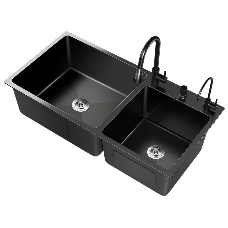 

Stainless Steel Kitchen Sinks Black Double Bowel Kitchen Sink Above Counter and Udermount Vegetable Washing Basin