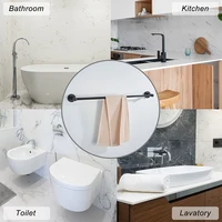 ราวแขวนผ้าแบบเดี่ยวสีดำสำหรับห้องน้ำราวแขวนผ้าแบบเดี่ยวผ้าโครเมียมชั้นวางผ้าขนหนูเดี่ยวแบบยืดหดได้ 4