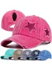 2024 New High Ponytail Baseball Cap for Women Snapback Hat Bone Hip Hop Adjustable Distressed Star Dad Hats Casquettes Femmes 1