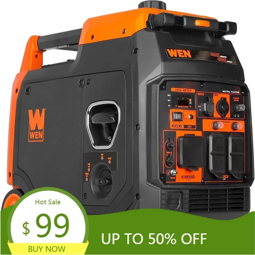 4800-watt portable inverter generator, rv-ready, quiet and lightweight with fuel shut off (56477i)