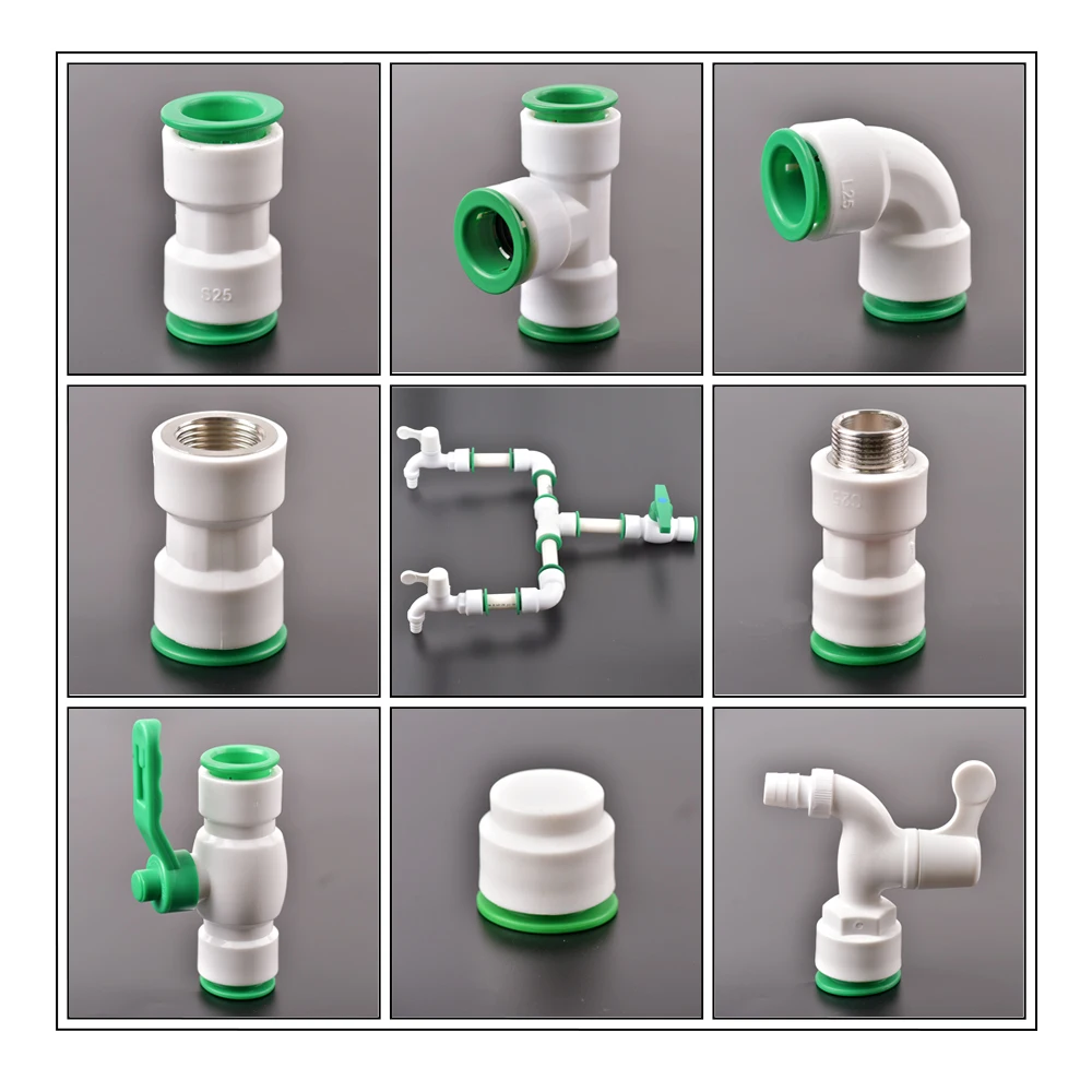 

1/2" 3/4" Inch Thread House Decoration Water Pipe Fittings 20/25mm Pe Pvc Ppr Tap Water Pipe Valve Quick Connector