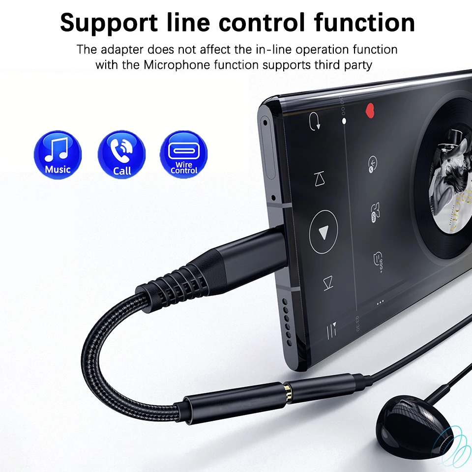 USB Type C To 3.5mm Jack Earphone Adapter DAC Audio Cable Converter For Oneplus Ace 3 2 Pro 12 11R Nord CE3 Google Pixel 8 7 7a