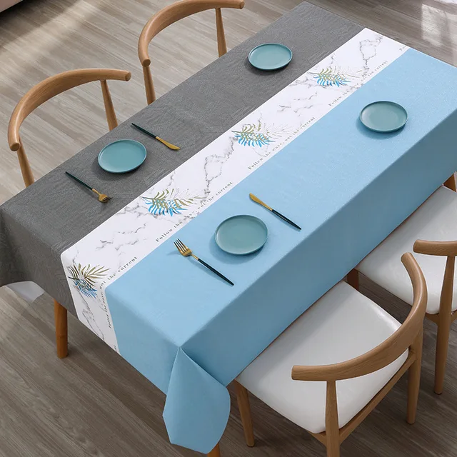 Nordic Style Tablecloth Blue Geometric Waterproof Dinning Table Cover Wedding Party Rectangular Table Cloth Home Kitchen Decor 6