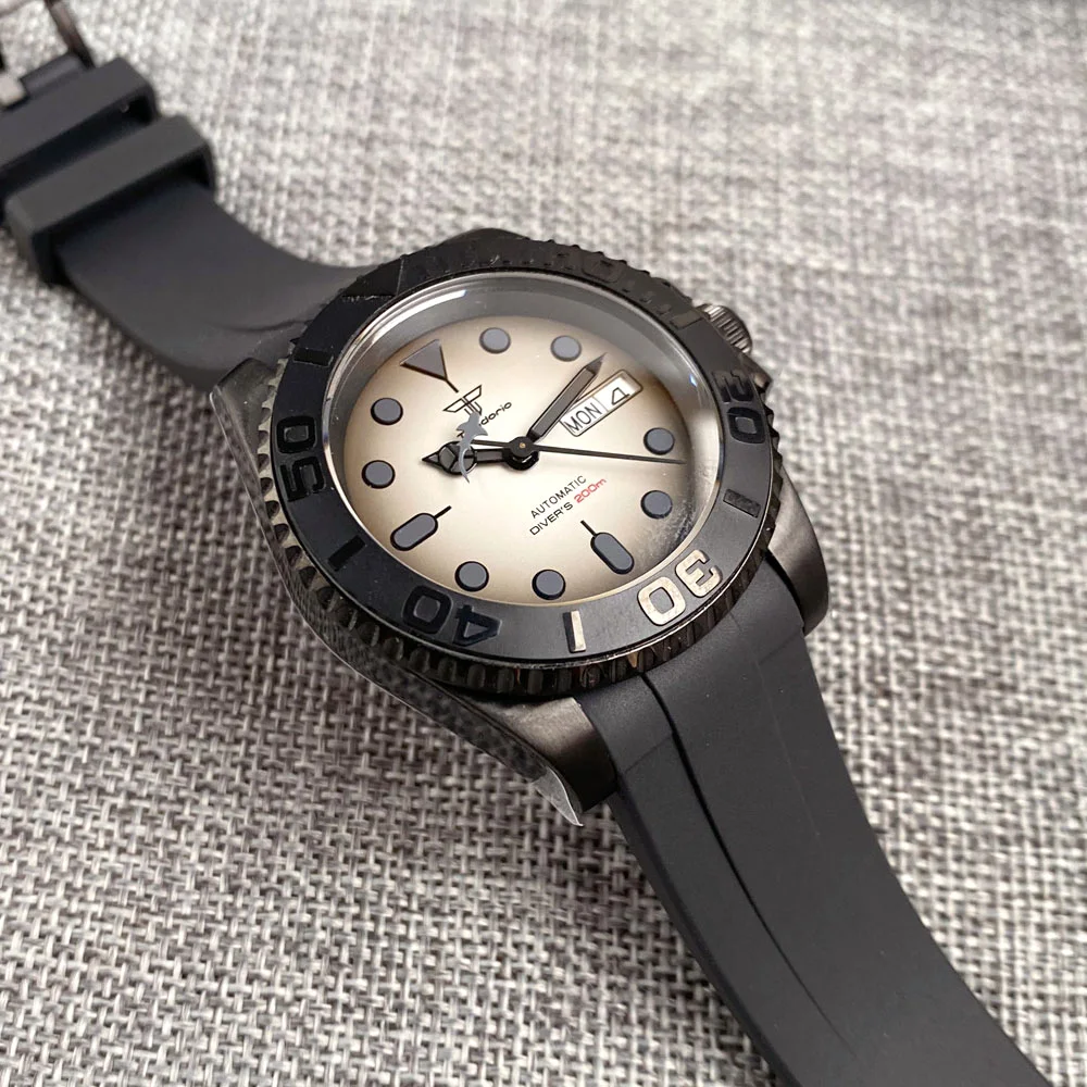 NH36A Date Day Diver Black Mechanical Watch Men Wristwatch Shark