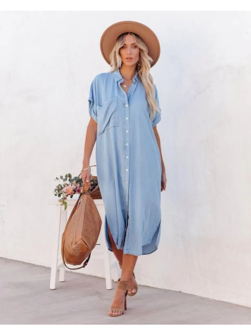 DAZY Women Summer Sleeveless Collared Blouse & Denim Skirt 2-Piece Set | ChicGrl