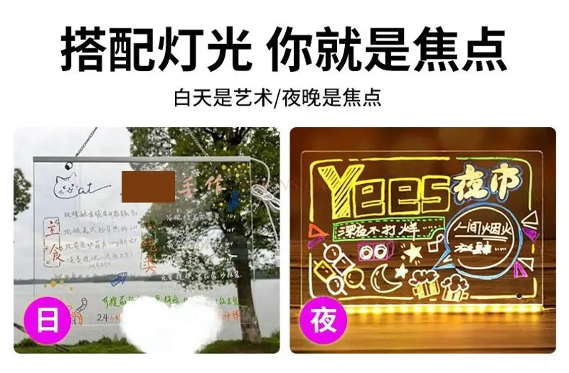 1pcs 형광 보드, 손으로 쓴 빛나는 광고 보드, 스톨 디스플레이 보드, LED 라이트 보드, 창의적인 메뉴 테이블 보드