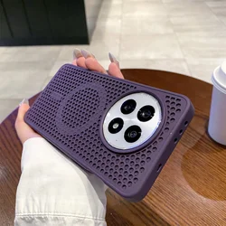 Breathable Cooling Magnetic Case with Heat Dissipation Mesh Cover and Wireless Charging Compatibility for OnePlus ACE 3 Pro (Deep Purple)