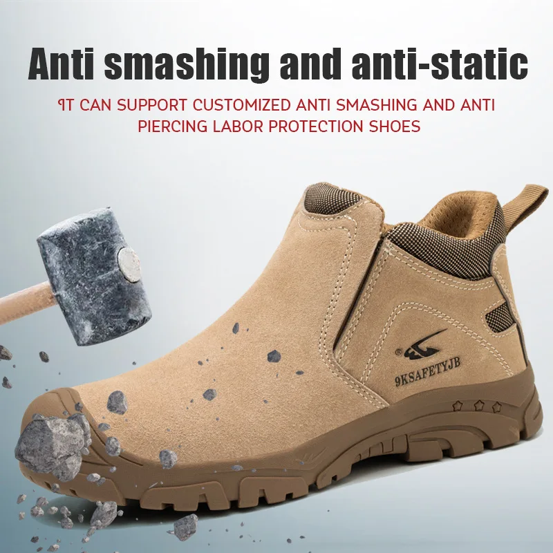 Safety Shoes Men Shoes Anti-smash Anti-stab Safety Shoes for Men Construction Welding Work Shoes Wear-resistant Indestructible Outdoor Work