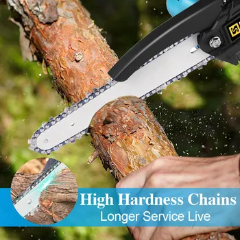 6 Inch Mini Electric Chain Saw With Spare Chain Rechargeable Handheld Pruning Chainsaw Woodworking Electric Saw Cutting Tool 2