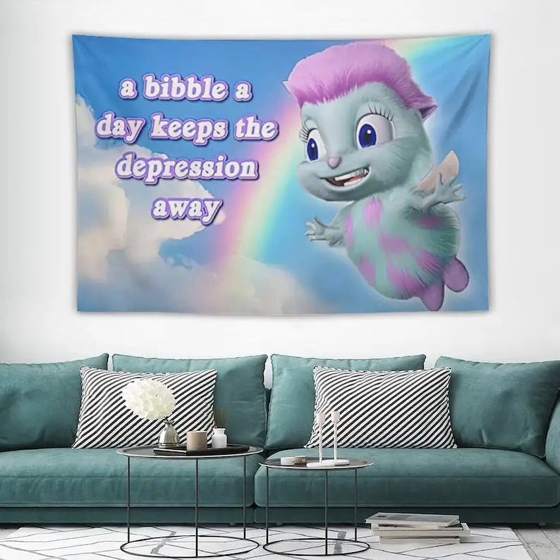 Bibble Meme Tapestry Bibble Happiness Funny Tapestries Novelty Tapestry Wall Hanging College Room Bedroom Living Dorm Decor