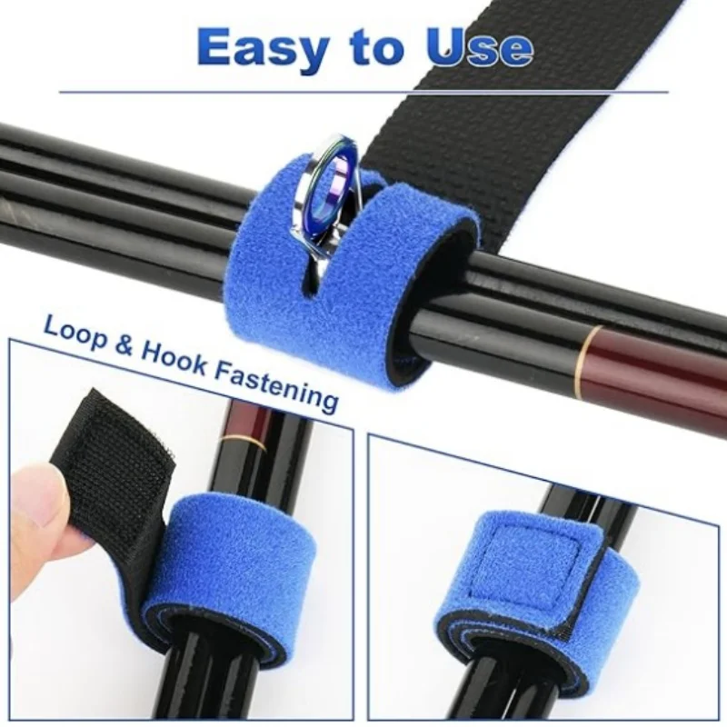 Fishing Rod Tie Holder Strap Outdoor Fishing Rod Carry Strap Elastic Adjustable Tackle Holder Hook Loop Tie 10/5/3PC fishing tools fishing accessories fishing tool fishing tackle