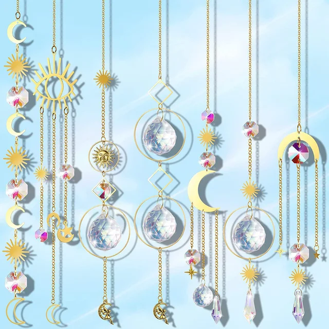 Crystal Windchime Világos Medál Napfogó Diamond Prism Ball Rainbow Chaser Fém Csillár Lógó Üveg Otthoni Kert - Image 4
