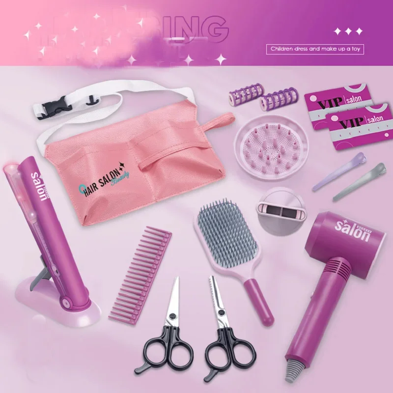 Kisangel Frisiersalon Spielset Für Mädchen - Realistische Haarschneide-Sets Mit Styling Tools