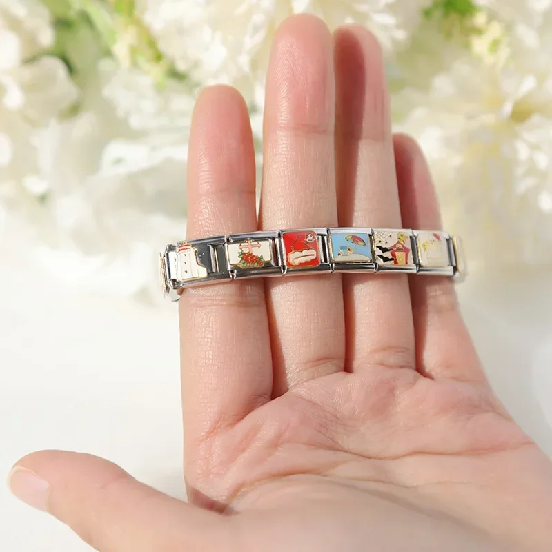 9mm Width Original Daisy Cake Jesus Christmas Lovers Police Italian Charm Fit Bracelet Stainless Steel Link Making DJ43