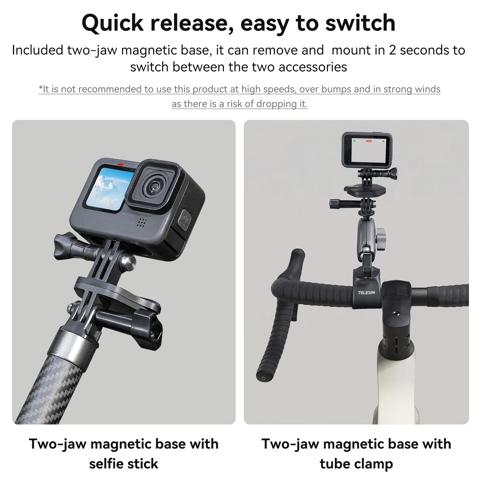 Telesin-câmera de Ação Magnética Liberação Rápida Suporte Halter Gopro Acessórios Lançamento para Gopro Hero Insta 360 Dji Mobile Phone - Image 2