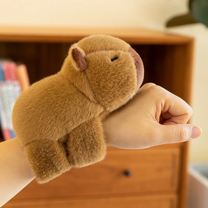 Lovely Capybara Animal Slap Snap Wrap Wristband Bracelet Plush Stuffed Animal Kawaii Capybara Hand Ring Wristband Kid Funny Toys