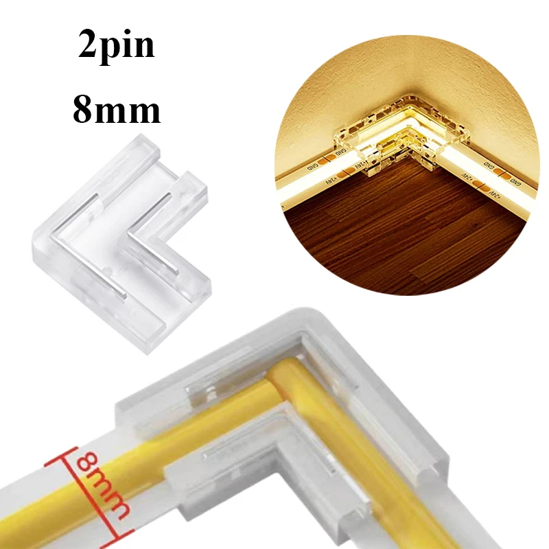 

5/10pcs 2pin COB LED Strip Connector Extension Wire Terminal LED Connectors for 8mm SMD COB Tape Lights Fixed Clamp Clips