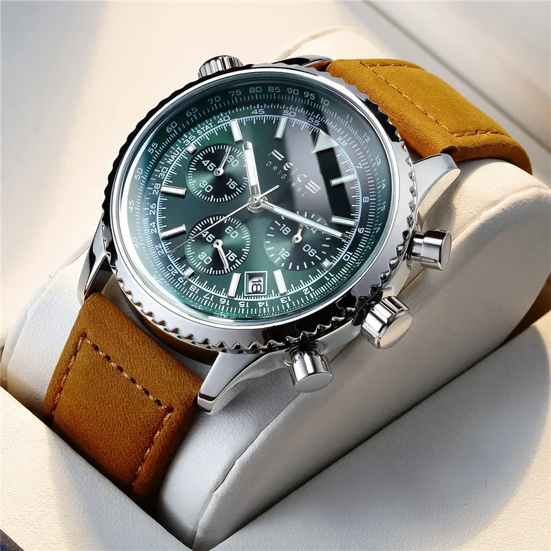FEICE Men's Quartz Watch Leather Fashion Luxury Quartz Wrist