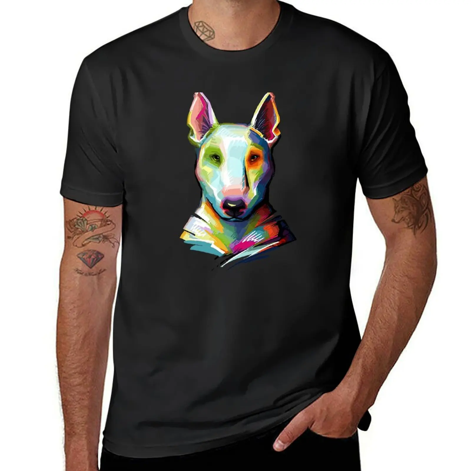 Bull Terrier Colorful Painting T-Shirt cute clothes anime Aesthetic clothing Blouse mens big and tall t shirts