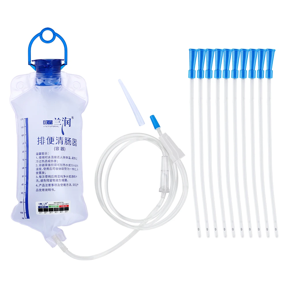 Enema irrigator Enema syringe Enema bag kit 1200ml Temperature-sensing Enema Bag Cleansing Kit Household Cleaner Flushing Bag Back Court Vaginal Irrigator Women Hygiene Car
