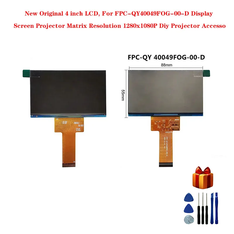 

New Original 4 inch LCD, For FPC-QY40049FOG-00-D Display Screen Projector Matrix Resolution 1280x1080P Diy Projector Accesso