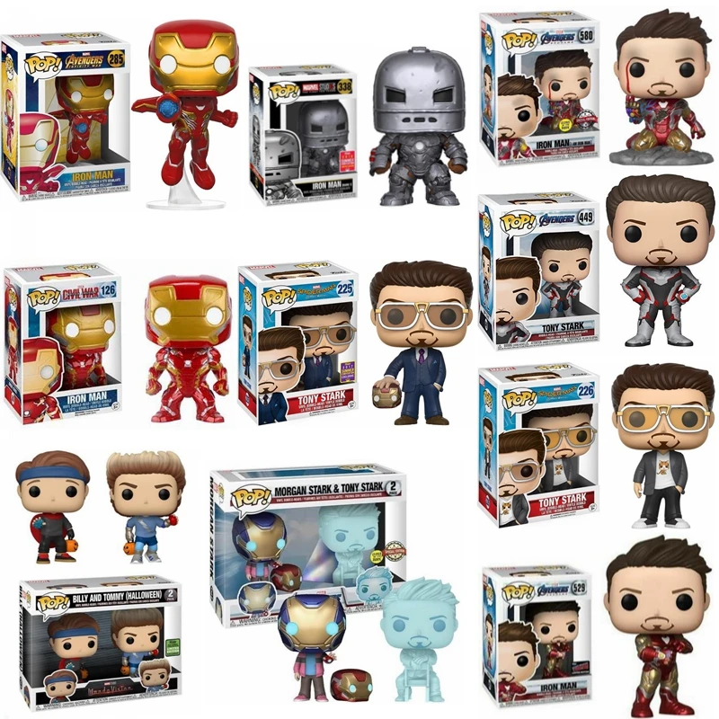 Disney Funko Pop Avengers Iron Man 580 # Tony Stark Morgan Stark 225 #2 #338 #226 #529 #126 #285 # Bambini Modello Mobile Giocattolo Regalo