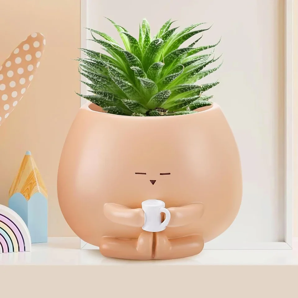 Artistic Resin Garden Planter Pots with Drainage