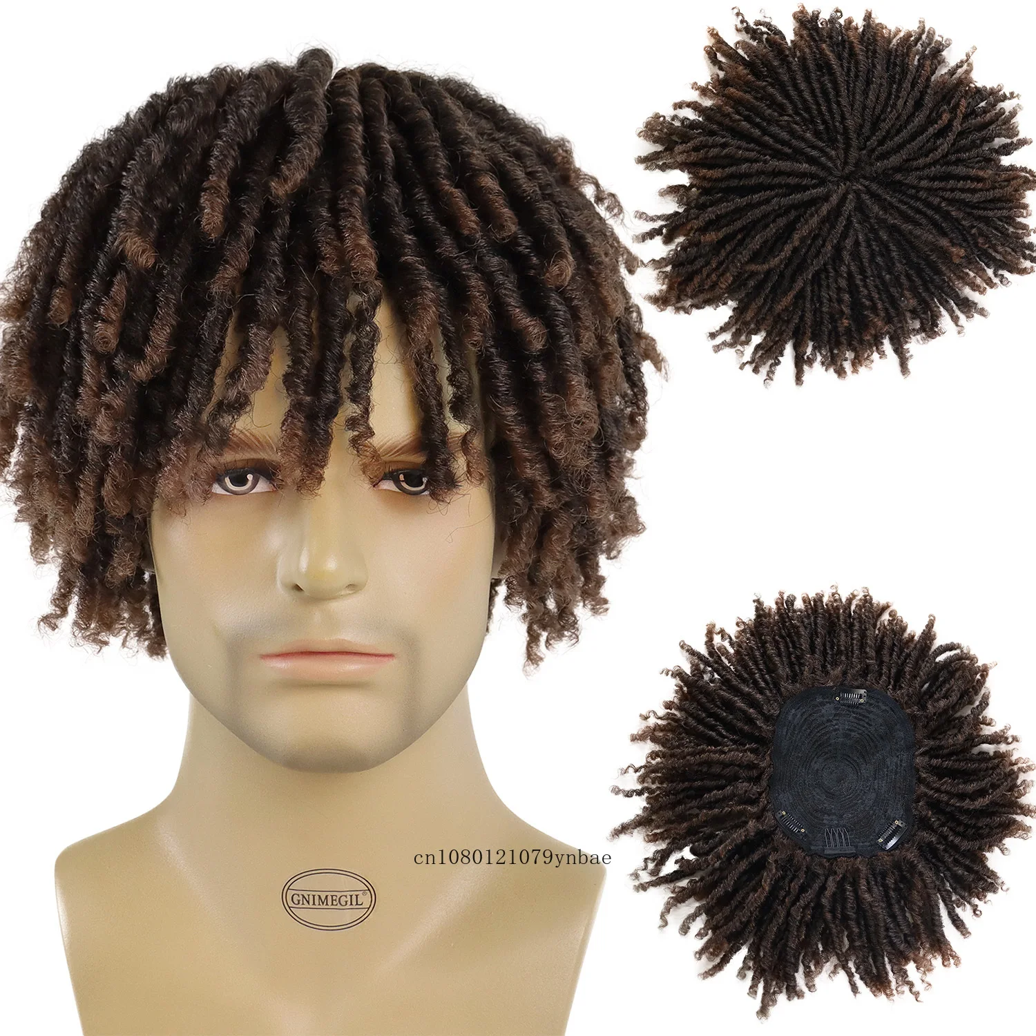 

Synthetic Short Afro Twist Hair Braided Half Wig for Black Men Clip in Toupee Hairpieces Dreadlocks Male Wig Rock Party Costume