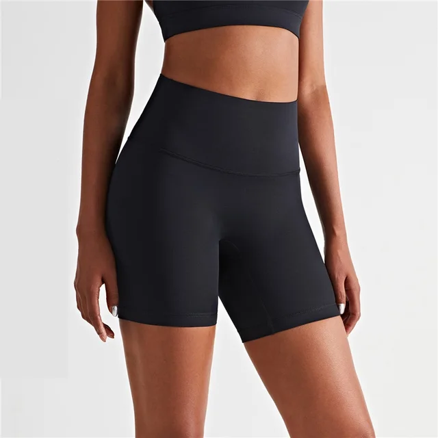 Solid Color High Waist Leggings Athletic Fitness Yoga Short Lulu Butter Soft Sports Short Workout Gym Cycling For Women Clothing Black