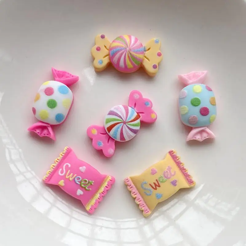 Jewelry Making Supplies 30PCS Imitation candy resin gem accessories flat back clip book DIY phone case patch jewelry accessories materials