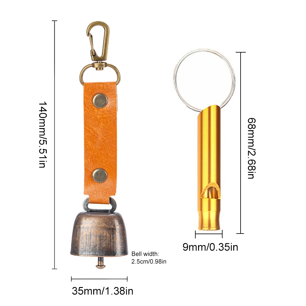 Loud Bear Bell with Emergency Whistle Set with Magnetic Silencer Hanging Bear Bell Outdoor Camping Hiking Emergency Gear