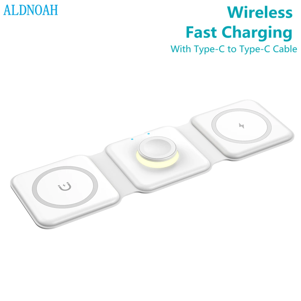 3 In 1 Magnetic 15w Qi Wireless Charger Foldable Charger Stand For