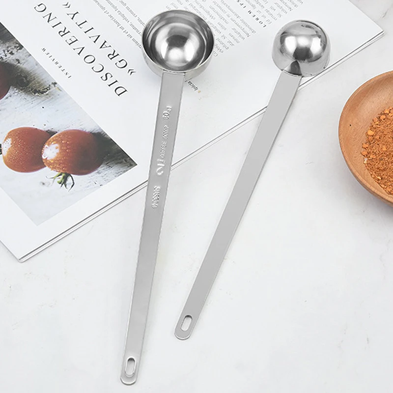 Coffee Scoops Long Handle Stainless Steel Milk Coffee Powder Scoop Measuring Spoon Fits Container for Ground