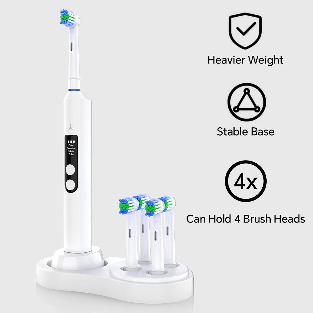 Toothbrush Holder Stand with 4 Pack Brush Head Dustproof Covers Set, Compatible with Oral B and iO Series Electric Toothbrushes